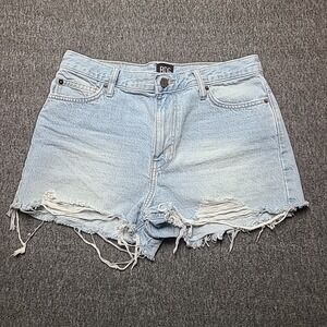 BDG Womens Jeans 27‎ Girlfriend High Rise Shorts Hot Pants Light Blue Distressed